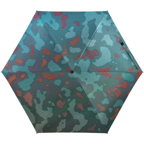 JSTEL Abstract Military Army Blue Camouflage Camo Folding Umbrella for Rain Sun Travel Mini Lightweight Compact Umbrellas