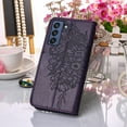 thumbnail image 4 of Allytech For Samsung Galaxy S21 FE Soft TPU Case,Stylish Diamond Embossed Butterfly PU Leather Shockproof Flip Wallet Holder Cover with Hand Strap.For Samsung Galaxy S21 FE,Purple, 4 of 7