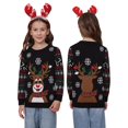 thumbnail image 2 of Marvmys Chandail de Noël Assorti pour la Famille Col Rond Rennes Flocons de Neige Chandail Tricoté Laid pour Hommes Femmes, 2 of 7