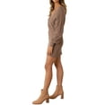 thumbnail image 6 of SAYOO Women's Summer Knitting Dress, Solid Color Twist Jacquard Long Sleeve Deep V Neck Slim Mini Dress, 6 of 8