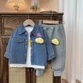 thumbnail image 2 of Mercatoo Children's Flower Denim Coat + Top + Pants Three Piece Female Leisure Clothes Spring Crop Top And Skirt Set for Teens, 2 of 9