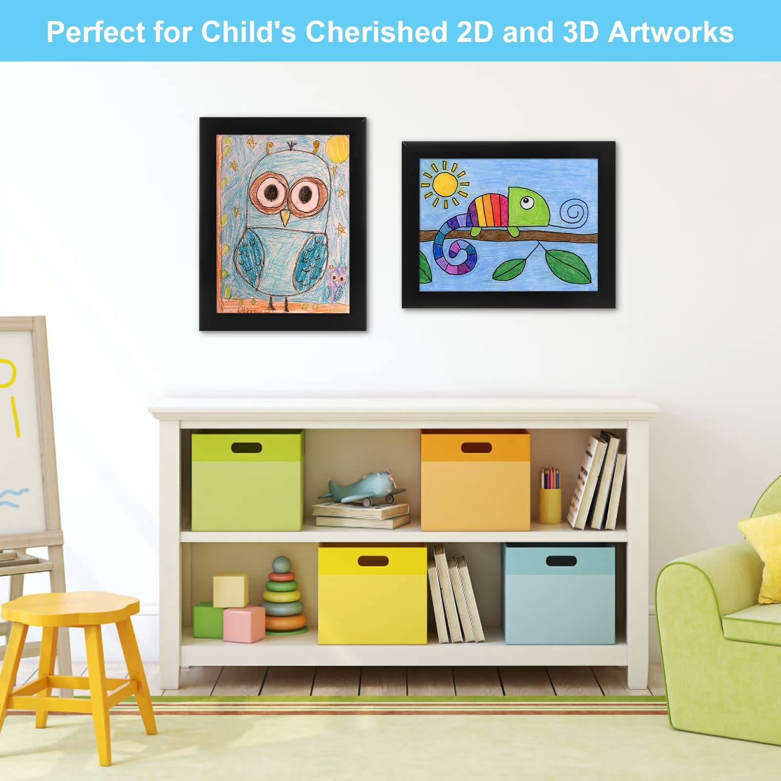 WSBArt Kids Art Frames, 8.5x11 Front Opening Kids Artwork Frames Changeable,Artwork Display Storage Frame for Wall,Holds 50 Pcs,for 3D Picture,A4 Art-Work,Crafts,Children Drawing,Hanging Art,Portfolio