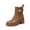 COGNAC, variant on Women's Chunky Heel Ankle Boots, Slip-On Chelsea Boots with Buckle Strap and Lug Sole