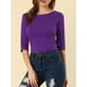 thumbnail image 5 of CAMISETAS CASUAL DE AJUSTE SLIM CON CUELLO BARCO Y MANGAS ALBARDADAS PARA MUJER INSPIRAR CHIC COLOR PÚRPURA PROFUNDO TALLA XL, 5 of 7