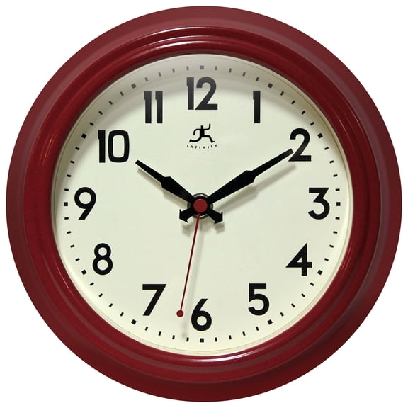Infinity Insturments 8" Retro Diner Wall Clock - Red