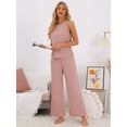 thumbnail image 2 of DARING DIVA Tank Pajama Waffle Knit Wige Leg Pants 2 Piece Lounge Set XS Pink, 2 of 6