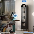thumbnail image 5 of 73"H Metal Arched Bookcase Cabinet, Arch Display Storage with Glass Doors, Shelves & Drawer for Living Room, Kitchen, Office, Black, 5 of 7