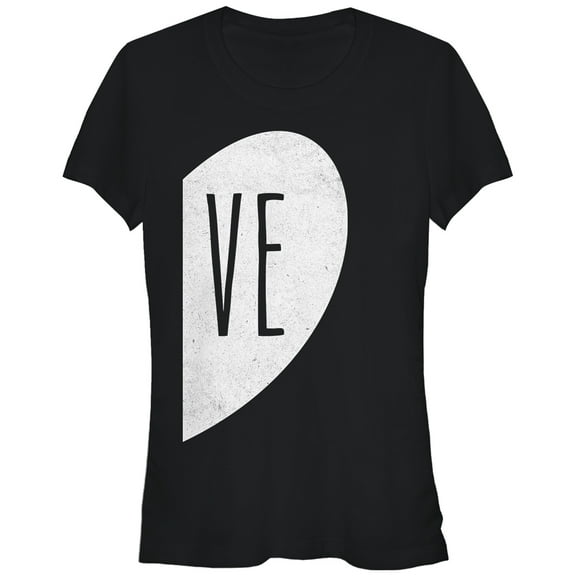 Junior's Lost Gods VE Half Love Heart  Graphic Tee Black Medium