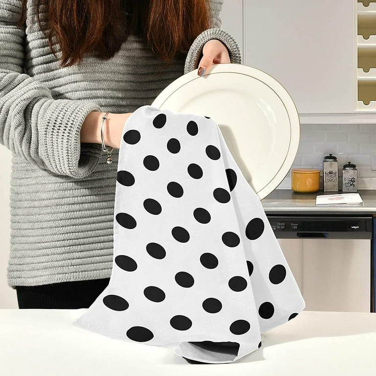 Kitchen Dish Towels Black and White Polka Dot Kitchen Towels Set of 4 Super Soft Absorbent Dish Towels Set Microfiber Polyester Kitchen Dish Cloths Tea Towels 28x18 Inch Washcloth Gift Walmart