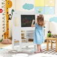 thumbnail image 2 of Costway Toddler Kitchen Step Stool with Activity Chalkboard Adjustable Height & Safety Rail White, 2 of 9