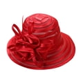 thumbnail image 3 of CAIXIA Kentucky Derby Hats Large Lady Headwear Tea Party Outfit Flat Top Hat Adjustable Wide Brim Fascinator Derby Hats Flower Bridal Shower Hat, 3 of 4