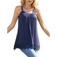 thumbnail image 1 of Charmo Débardeur en Dentelle Col Rond Fluide Bretelles Réglables Camisole Plissée avec Soutien-Gorge Intégré pour Femmes S-3TG, 1 of 7