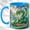 Blue, variant on Teal Dragon Family Coffee Mug, Fantasy Castle Mug, Ceramic 11 oz