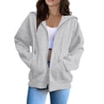 thumbnail image 2 of Nestiefly Women's Zip Up Y2K Hoodies 2026 Fall Fashion Long Sleeve Hooded Sweatshirts Casual Jacket Winter Clothes Gray L, 2 of 5
