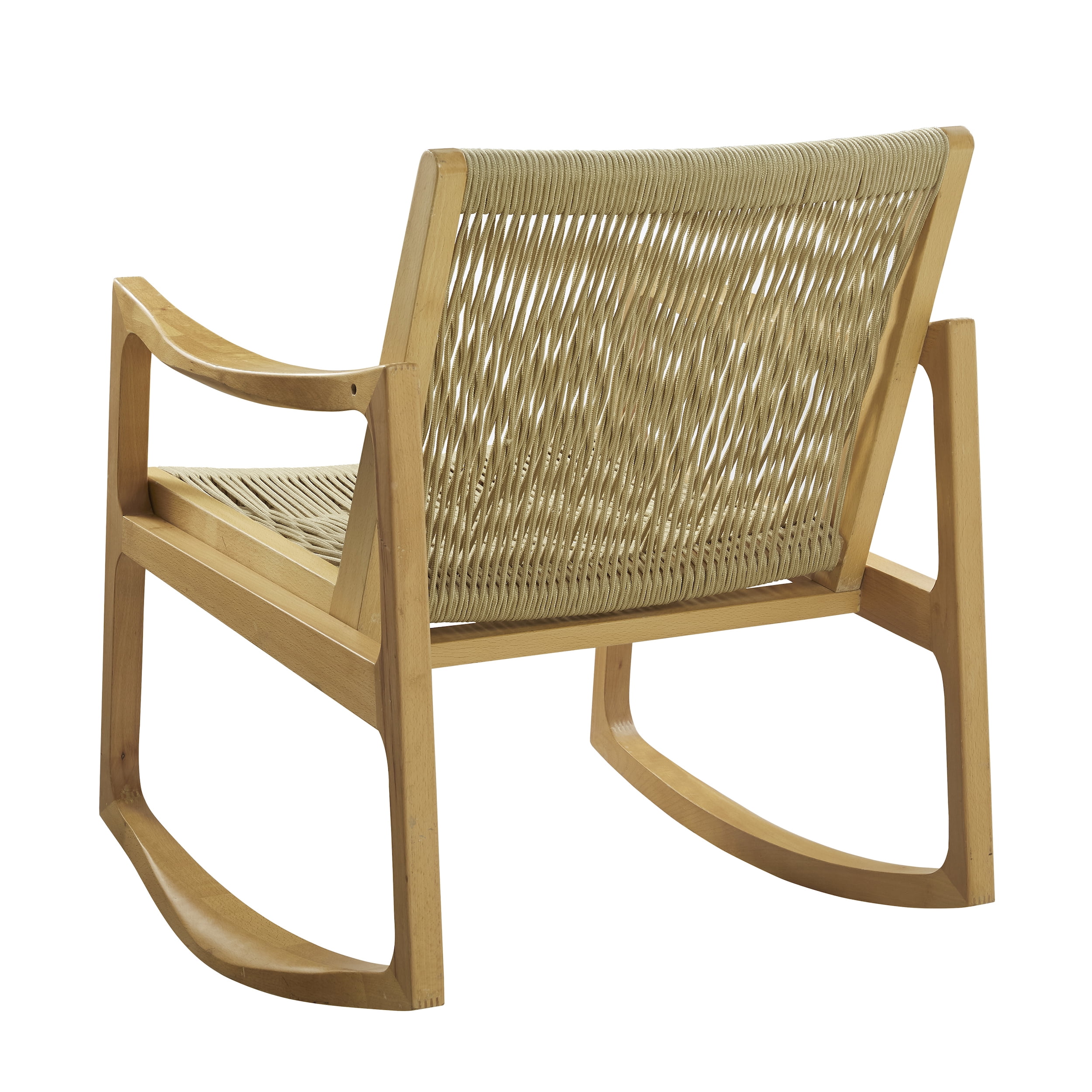 Powell Quinlan Boho Woven Rope Indoor Rocking Chair, Natural