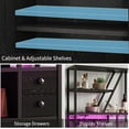 thumbnail image 4 of Wine Bar Cabinet with LED Lights and Power Outlets – Tall Coffee Bar Station with Wine Rack, Kitchen Microwave Stand and Bakers Rack – Stylish Cabinet for Living Room, Home Bar, Black, 4 of 7