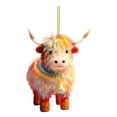 thumbnail image 1 of Christmas Cow Ornament Xmas Tree Cartoon Highland Cow Hanging Decorations 2D Flat Acrylic Pendant for Car Rearview Mirror Tree Decor, 1 of 8