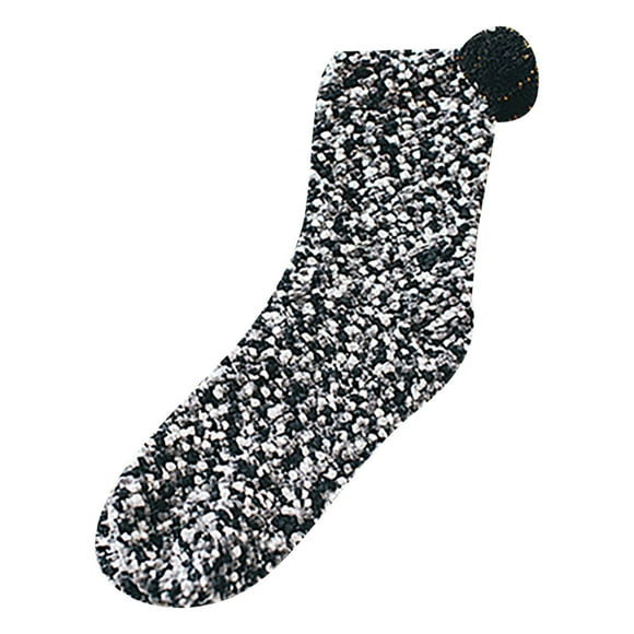 hcuribad Socks for Women, Ladies Cake Coral Fleece Cake Floor Chrysanthemum Yarn Sleeping "Cupcake" With Gift Box, Fuzzy Socks, Ankle Socks for Women Black A