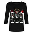 thumbnail image 3 of Fmbrln Womens Christmas Shirts Fashion Casual Crew Neck 3/4 Sleeve Tops Red Wine Glass Santa Hat Print T-shirts Christmas Gifts, 3 of 4