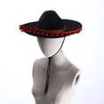 thumbnail image 4 of Hsqqdc Mexican Sombrero Hat with Pom Pom Edging, Felt Wide Brim Matador Hat for Party,Daily Use, 4 of 7