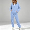 thumbnail image 4 of Sweat Sets for Women Long Sleeve Sweatshirt High Waist Jogging Pants 2 Piece Outfits Sweatsuits Fall Y2K Clothing Oversized Hoodie,Airport Travel Matching Outfit,Athletic Comfy Clothing Sky Blue, 4 of 7