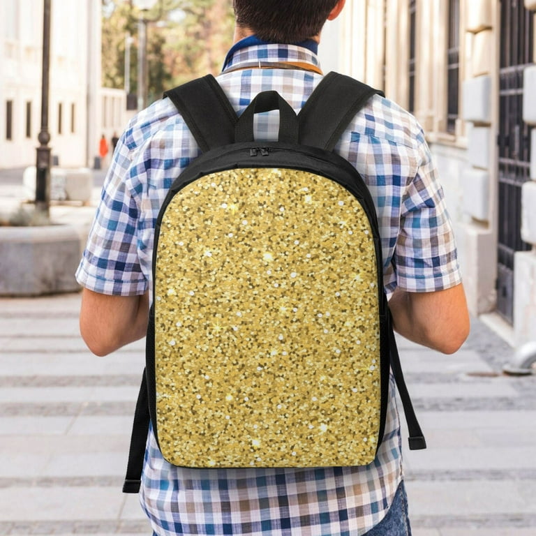 Backpack for School Gold Glitter Sparkles Backpack for School Laptop Backpack Bookbag School Bag 17 Inch School Backpack for Girls Boys College Travel Walmart