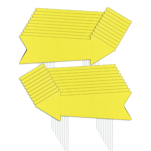 Carteles de jardín con forma de flecha amarilla LIKOSEA, 41 x 13 cm, 20 unidades con estacas