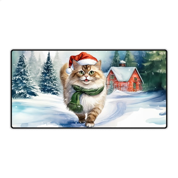 Hello Winter Ragdoll Frosty Morning Walk Welcome Snowy Christmas Desk Mat Full Keyboard Mouse Pad Cat Lover Kitten Owner Gifts Idea Large Mousepad - 02018