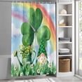 thumbnail image 6 of St Patrick's Day Shower Curtain Set, Waterproof Shower Curtains for Bathroom, Green Gnomes Shamrock Cloud Plants Rainbow Washable Fabric Bath Curtain for Bathtub Decoration with Hooks 72x78 Inches, 6 of 9