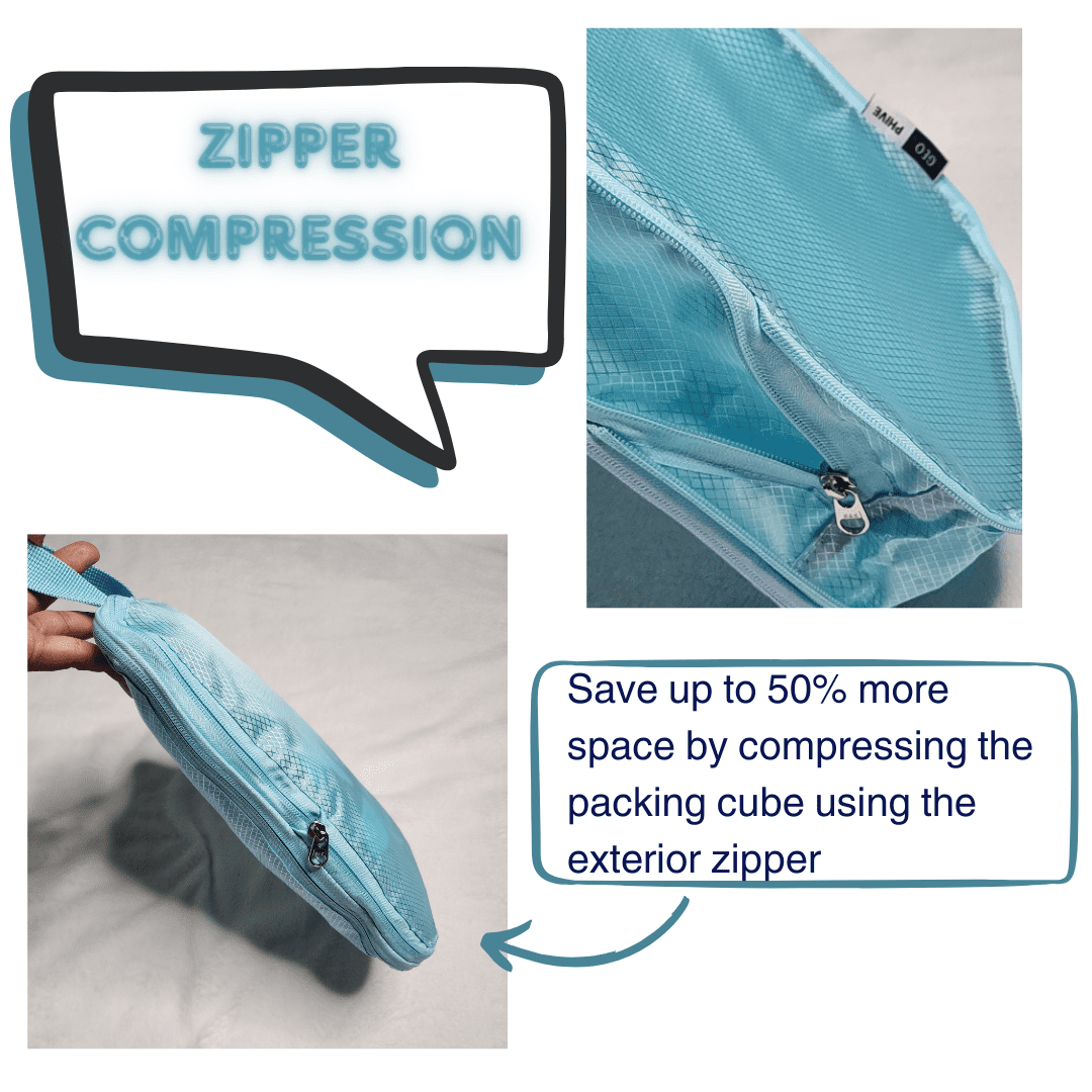Geo Phive Nylon Compression Packing Cubes, 6 Piece