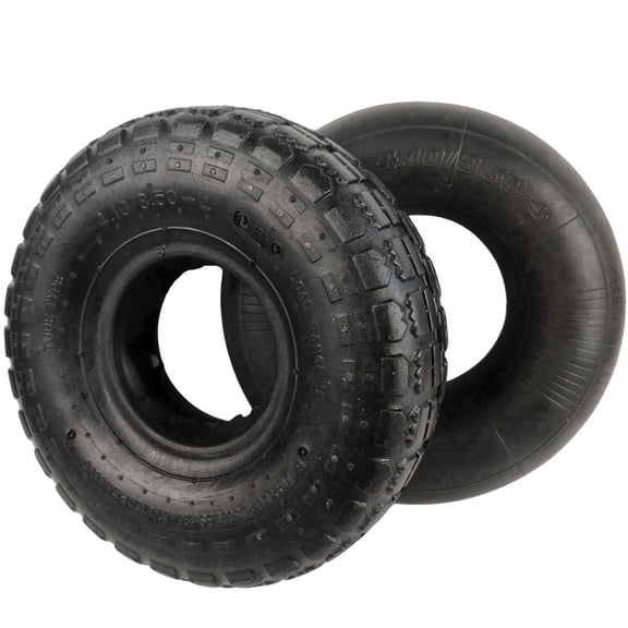 4.10/3.50-4 Tire and Inner Tube Heavy Duty with TR-87 Bent Valve Stem for Hand Truck,Wheelbarrow,Trolley, Dolly,Garden Wagon,Cart 10" Wheel