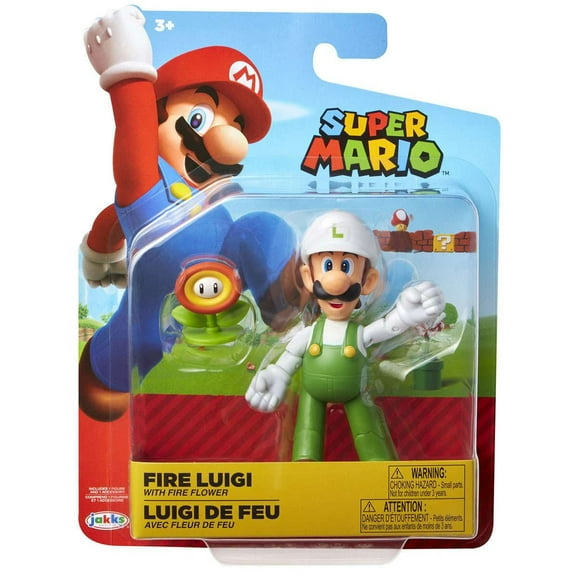 World of Nintendo Wave 14 Fire Luigi Action Figure (with Fire Flower)