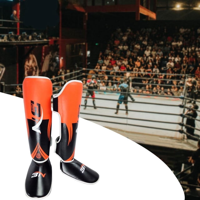 Espinilleras MMA para Kickboxing Muay Thai Karate Taekwondo Naranja L Adulto Soledad