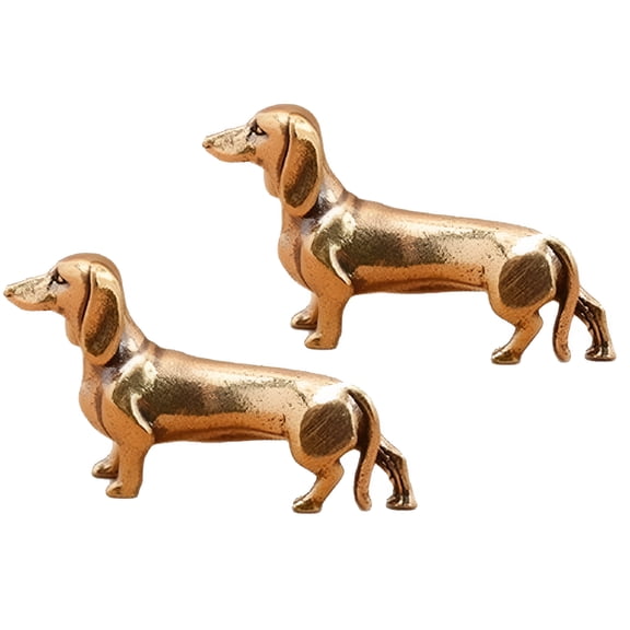 LAMIRO Gold Brass Dachshund Statue–Realistic Miniature Dog Figurine for Home&Office (Gold)
