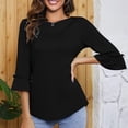 thumbnail image 5 of SDNall Ruffle Blouse for Women Short Sleeves 3/4 Sleeves Casual Tops Pullover Blouse T-Shirt (Black,Sizes:S-2XL), 5 of 9