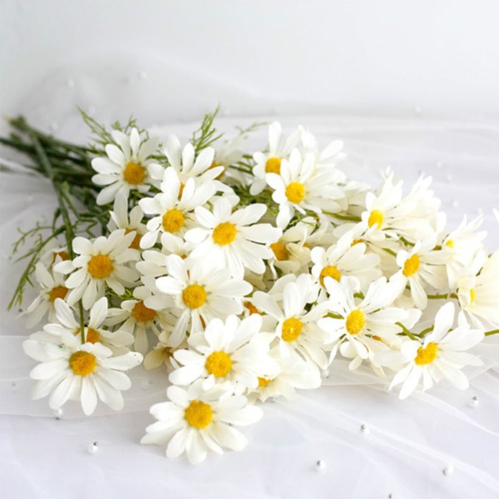 Artificial Silk Fake Daisy Flowers Wedding Grave Decor Party 5 Head Bouquet