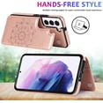 thumbnail image 3 of Case for Samsung Galaxy S23 5G, Premium PU Leather Flip Case [Two Magnetic Clasp] [Card Slots] Stand Function Embossed Mandala Flower Durable Soft TPU Back Wallet Cover - Flower Rose Gold, 3 of 14