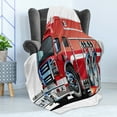 thumbnail image 4 of Cars Soft Flannel Fleece Throw Blanket, Big Truck Emergency Equipments Universal Safety Rescue Team Engine Cartoon, Cozy Plush for Indoor and Outdoor Use, 70" x 90", Grey Red, by Ambesonne, 4 of 5