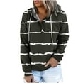 thumbnail image 3 of Jinhomg Women's Striped Oversized Sweatshirt Lightweight Comfy Button Up Hoodie Casual Loose Long Sleeve Casual Y2K Pullover Tops with Pocket Army Green XL, 3 of 7