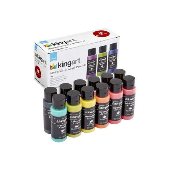 Kingart Studio Acrylic Craft Paint, 60ml (2oz) Bottle, Set of 12 Metallic Colors