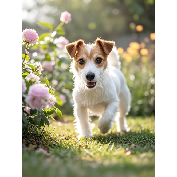 Jack Russell Terrier Diamond Painting DIY Kit 5D Diamond Art Full Round Drill Beads by Number Stitch Handmade Arts and Crafts for Living Room Bedroom Home Wall Decor 12x16 inch / 30x40cm