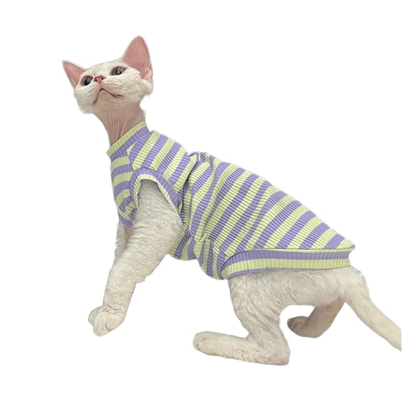 HQREA Hairless Cat Clothes for Cats Breathable Lightweight Pet Vest Soft Cotton Kitten T-Shirt