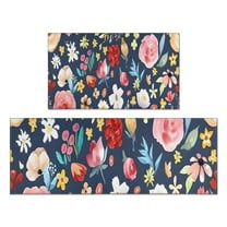 Pioneer Flower Floral Print Pattern Kitchen Rugs Sets Of 2,Anti Fatigue Kitchen Mat Rugs Non Slip Washable,Decorative Kitchen Floor Mats for Kitchen,Sink,Laundry,17"x30" 17"x47"