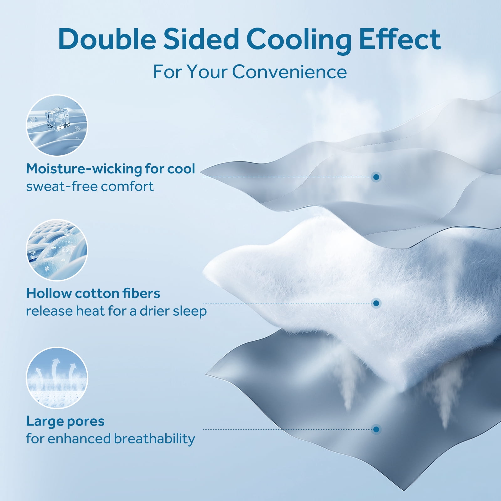 EMONIA Cooling Blanket King Size, Double-Sided Cooling Comforter for Hot Sleepers and Night Sweats, Soft Summer Cool Blanket, All-Season Lightweight Bed Comforter (Blue 108"x90")