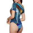 thumbnail image 2 of Rateoe Stained Glass Ocean Wave Printed Women Rash Guard Short Sleeve,Tummy control Swimsuit Surfing Swimsuit Bathing Suit Short-sleeved Onesie UPF 50+ -Small, 2 of 7