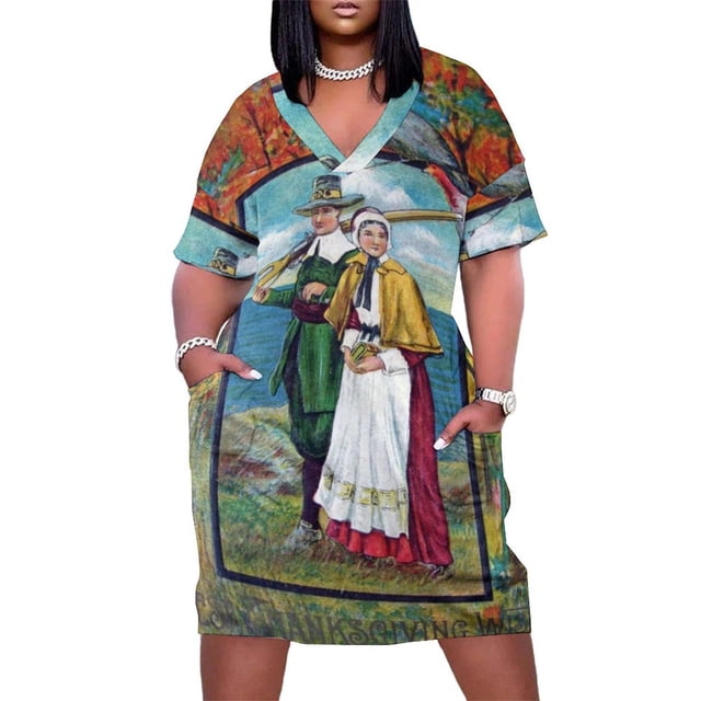 Vestido usado con bolsos para mujer para lucir con los mejores deseos de Acción de Gracias, ideal para fiestas de graduación y juegos.