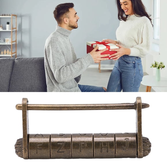 Letter Lock Combination, Zinc Alloy Antique Padlock Combination Vintage Style Exquisite Color for Box for Furniture for Cabinet