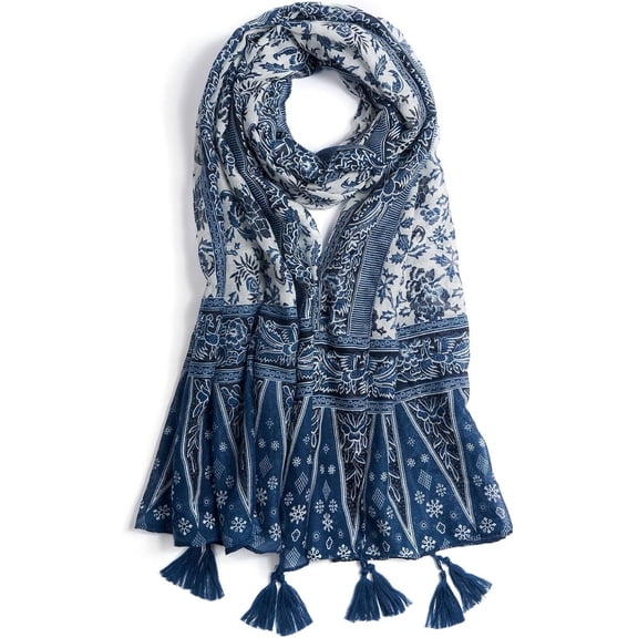 Scarf for Women Lightweight Fashion Floral Printed Scarves Boho Fall Winter Fringed Shawl Wraps