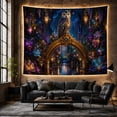 thumbnail image 6 of Owl on Golden Archway with Flowers, Mystical Fantasy for Nature Lovers, Enchanted Forest Wall Art, Birthday Gift Tapestry Wall Hanging for Bedroom and Living Room, 6 of 7