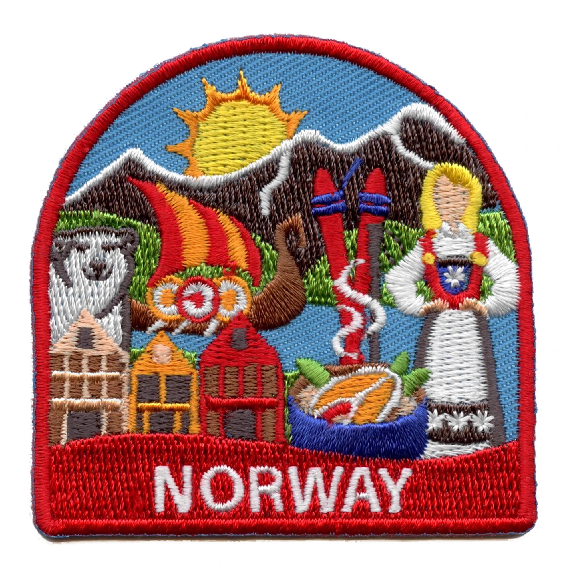 Patch printed embroidery travel souvenir shield city flag oslo norway 